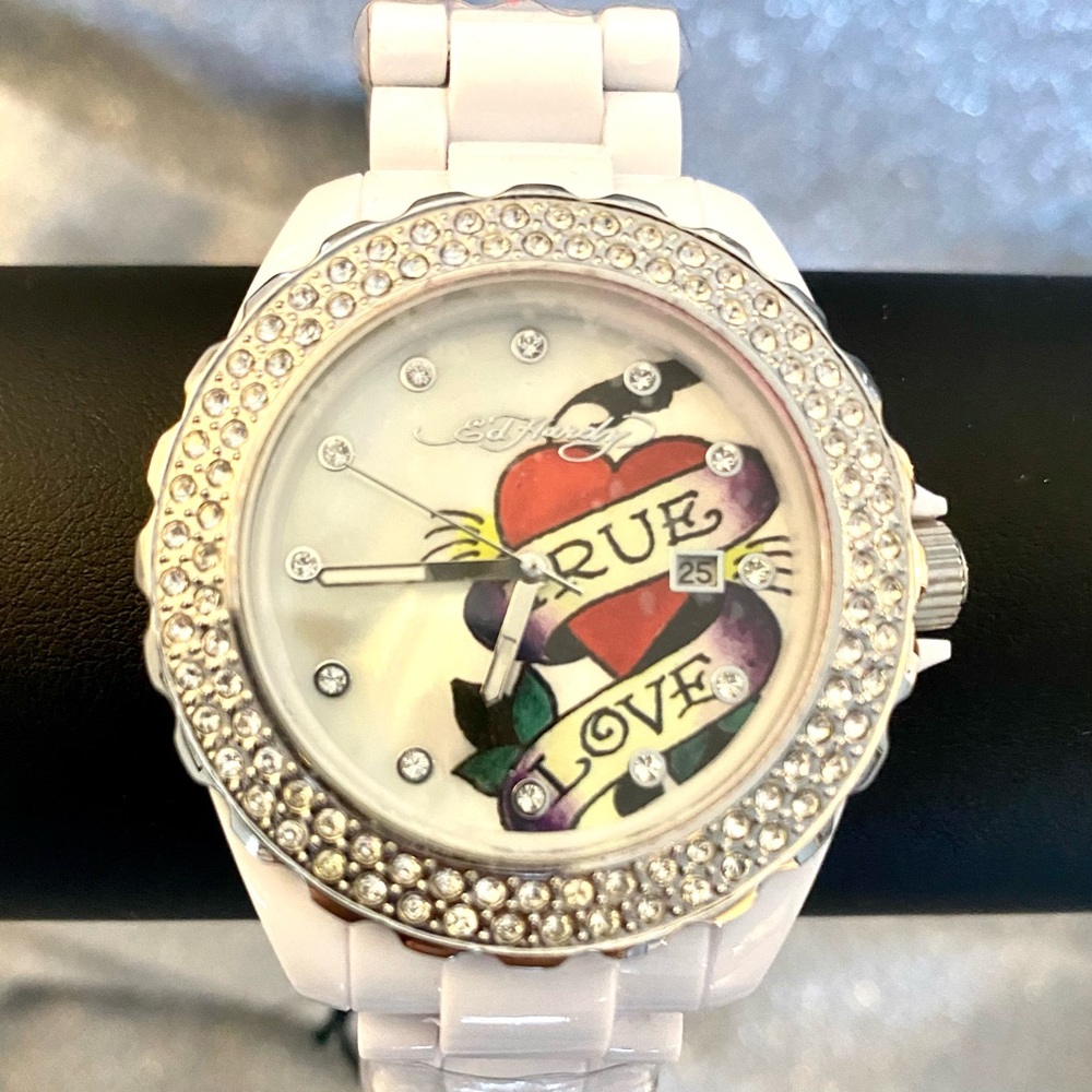 Ed Hardy White and Silver Women's Watch